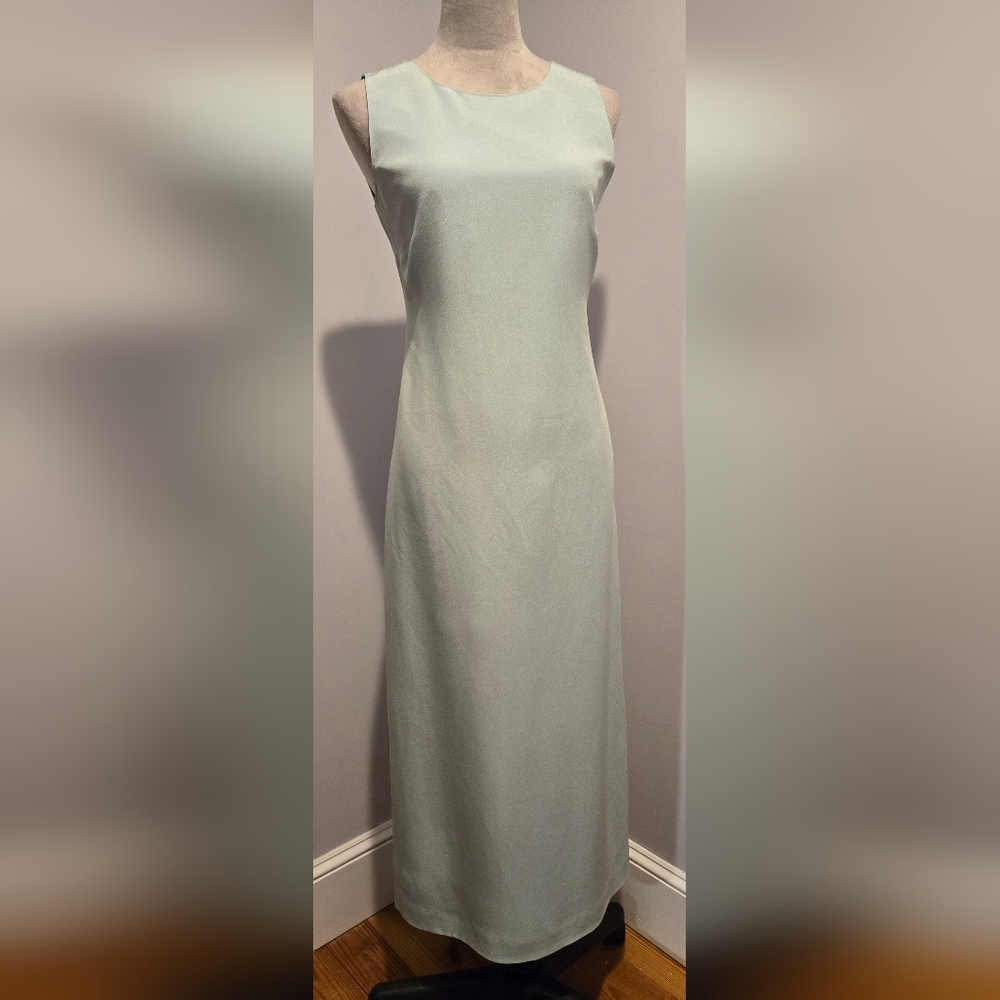 Talbots long silk dress soft aqua sz 4